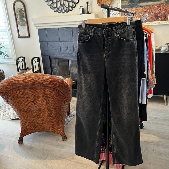 Rails Jeans Womens Size 26 Black The Getty High Rise Wide Leg Button Fly - Picture 16 of 16
